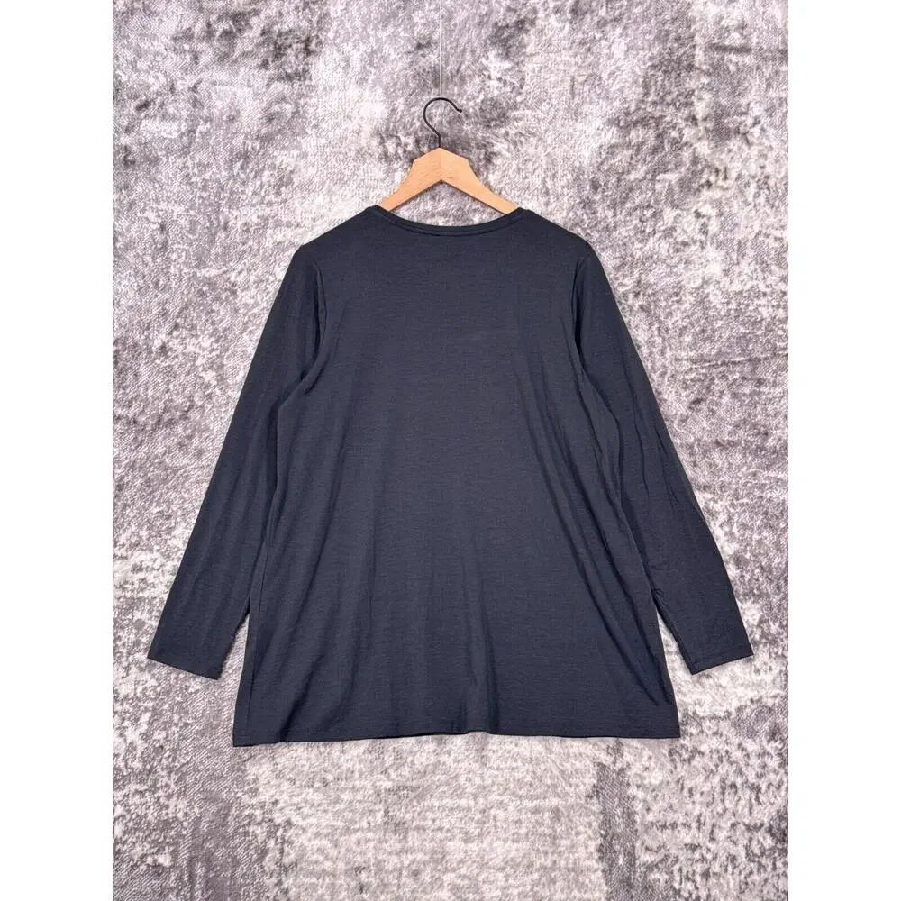 Eileen Fisher Shirt Small Womens Fine Jersey Gray Long Sleeve Tunic Top